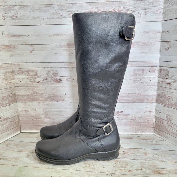 La Canadienne black leather waterproof riding boots with buckle - Picture 2 of 12